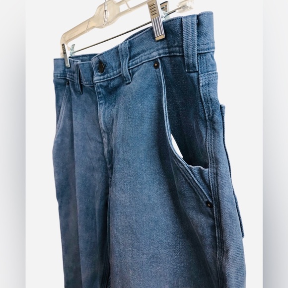 VTG 90s Y2K Patagonia Utility Workwear Pants L Blue Mens Straight 32 Waist jeans - Picture 6 of 13